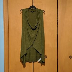 Green cowl neck sweater wrap
